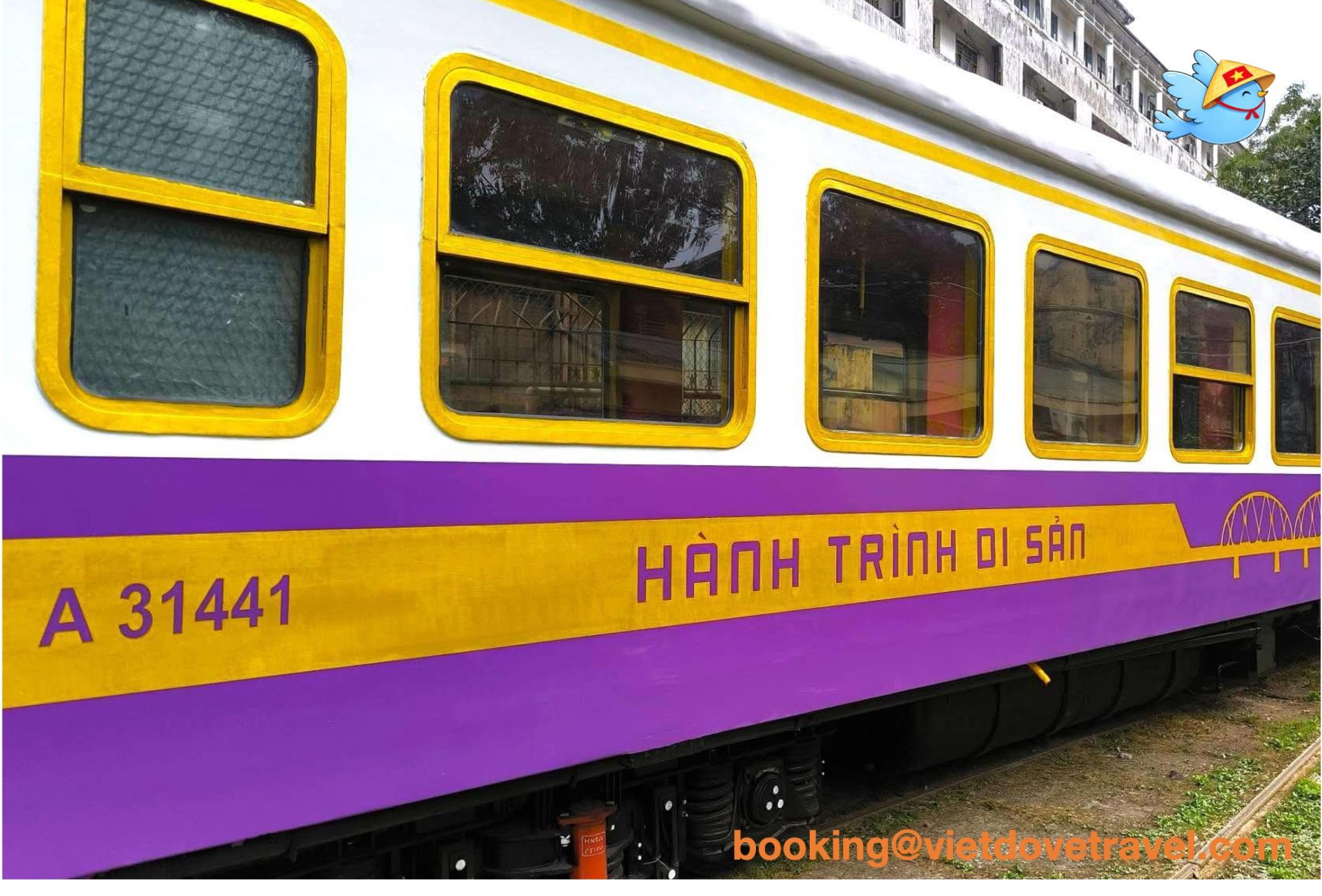 The beautiful exterior of Hue to Danang Heritage Train.