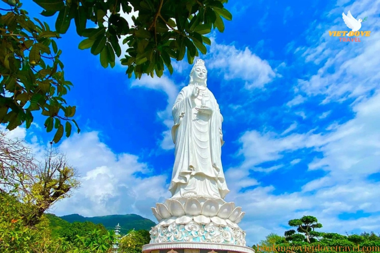 Lady Buddha statue under the blue sky, Son Tra.