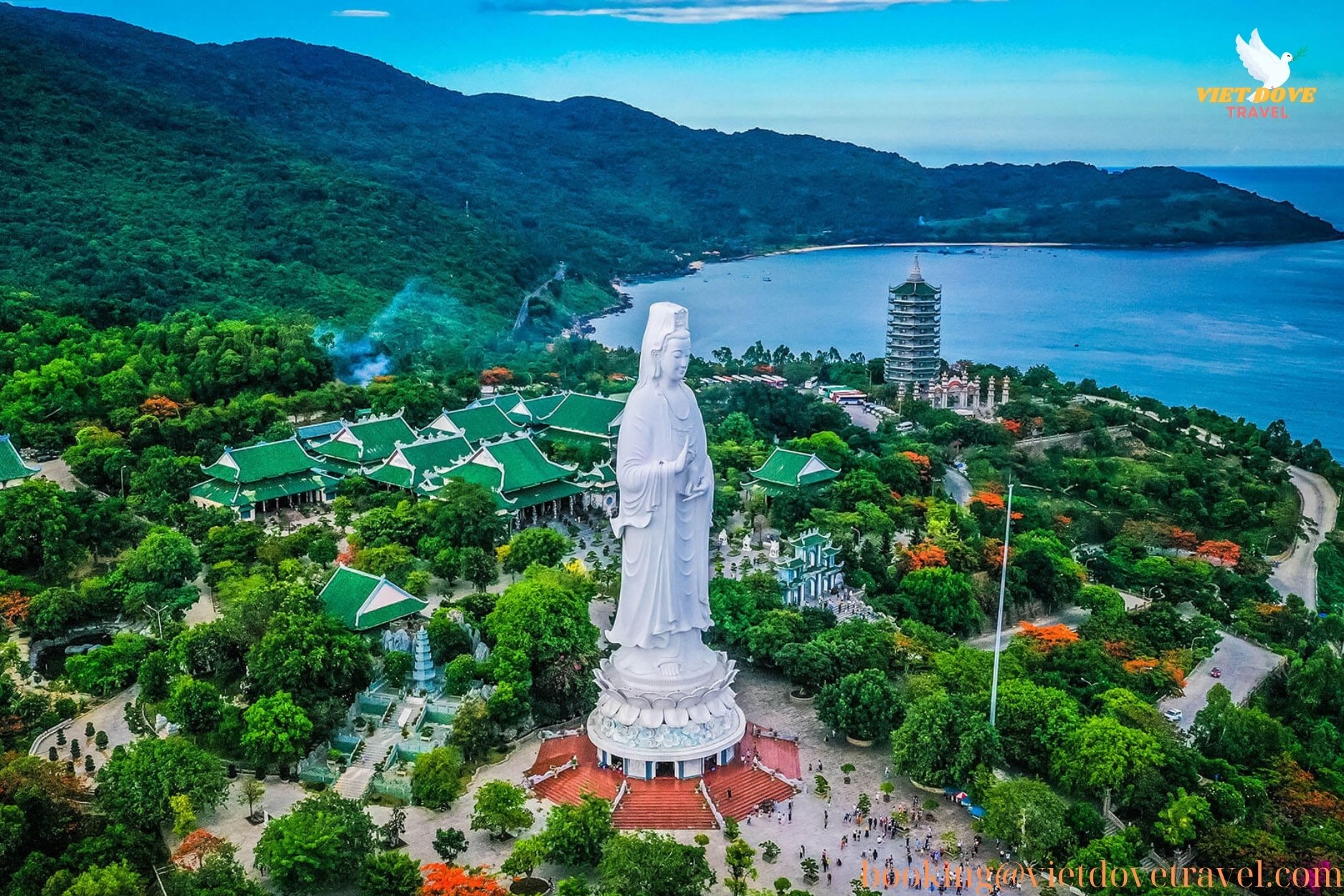 Lady Buddha statue overlooking the sea from above, Son Tra.